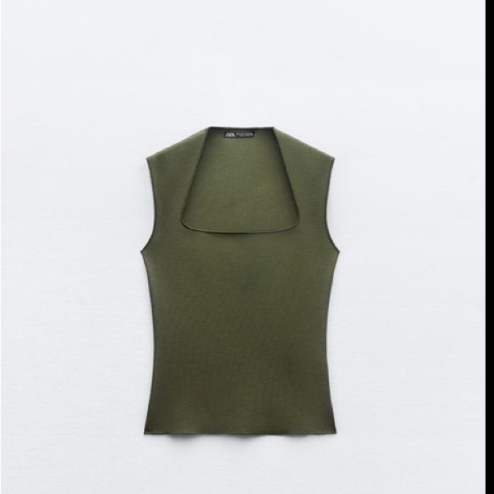 Zara Olive Green Sleeveless Top